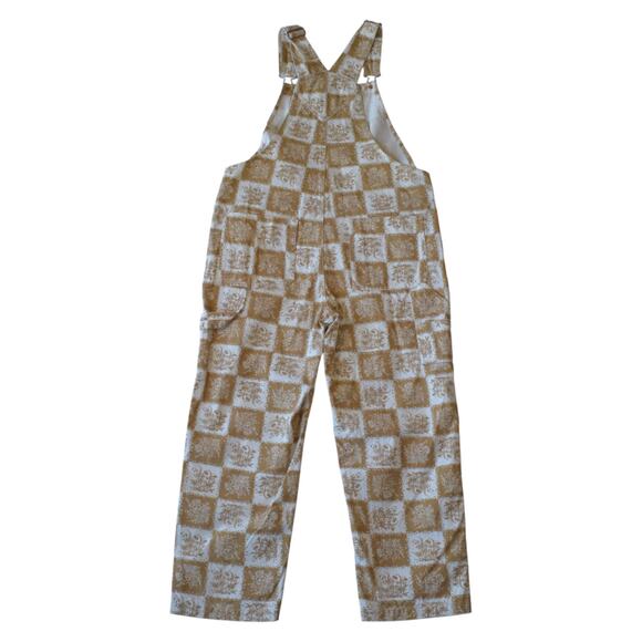 Brixton Brown Floral Checkered Overalls – Size Medium - Picture 4 of 5
